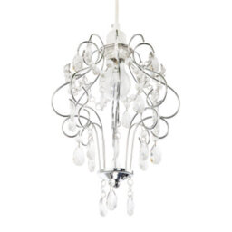 Happy Homewares Polished Chrome Shabby Chic Chandelier Style Pendant Shade With Acrylic - thumbnail 5