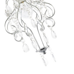 Happy Homewares Polished Chrome Shabby Chic Chandelier Style Pendant Shade With Acrylic - thumbnail 3