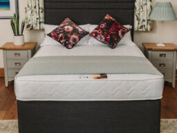 Divan Base Direct Rome Comfort Deluxe Sprung Divan Bed Set 2Ft6 Small Single 2 Drawers Side - Lino Charcoal - thumbnail 4