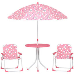 Aiyaplay Kids Garden Furniture With 2 Folding Chairs And Umbrella, Pink - thumbnail 2