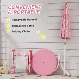 Aiyaplay Kids Garden Furniture With 2 Folding Chairs And Umbrella, Pink - thumbnail 5