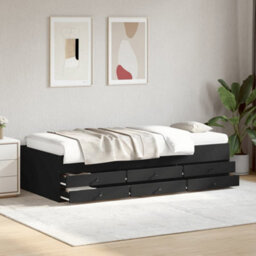 Berkfield Daybed With Drawers Without Mattress Black 100X200 Cm
