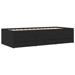 Berkfield Daybed With Drawers Without Mattress Black 100X200 Cm - thumbnail 3
