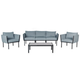 Beliani Garden Lounge Set With Table 5 Seater Skala Metal Dark Grey - thumbnail 1