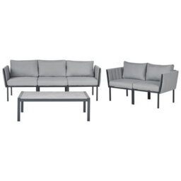 Beliani Garden Lounge Set With Table 5 Seater Skala Metal Dark Grey - thumbnail 4
