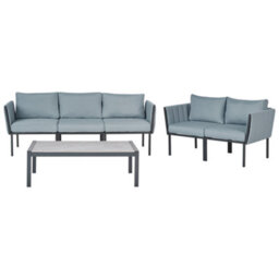 Beliani Garden Lounge Set With Table 5 Seater Skala Metal Dark Grey - thumbnail 5