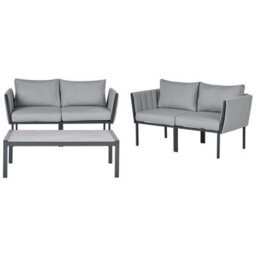 Beliani Garden Lounge Set With Table 5 Seater Skala Metal Dark Grey - thumbnail 6