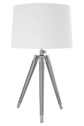 Orsina Tripod Table Lamp With Cream Linen Shade, Modern Linen Shade Table Lamp With Metal Tripod Stand