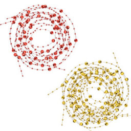 Neel Blue 9M Christmas Metallic Bead Chain, 7.5mm Pearl Garland, Red & Gold - thumbnail 5