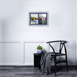 AK Frames 20X14 Silver Classic Multi Photo Frame With Blue Mount - Holds 2 Apertures (2X) A4 Photos - thumbnail 3