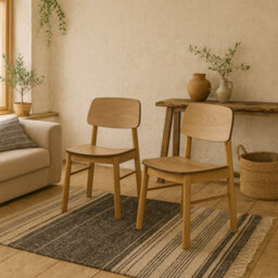 Wyld Haus Set Of 2 Quietwood Oak Dining Chairs In Matt Oak Look, Scandinavian Style