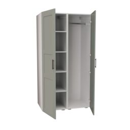 Atomia Contemporary Matt Reed Green Tall Double Wardrobe With Shelving (H)1875mm (W)1000mm (D)580mm - thumbnail 4