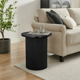 Furniturebox Furniturbeox Uk Penrose Black Round Wooden Pedestal Side Table - thumbnail 2