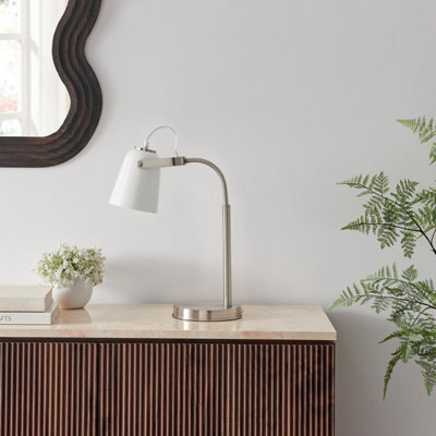 Furniturebox Uk Riley Silver & White Adjustable Table Lamp - image 1