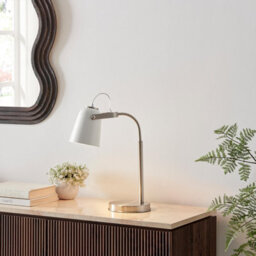 Furniturebox Uk Riley Silver & White Adjustable Table Lamp - thumbnail 2