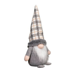 Samuel Alexander 35Cm Grey Standing Christmas Gonk Decoration With Tartan Hat - thumbnail 7