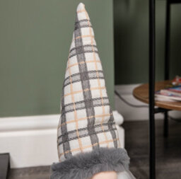 Samuel Alexander 35Cm Grey Standing Christmas Gonk Decoration With Tartan Hat - thumbnail 4