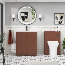 Royal Bathrooms Elmore 700mm Traditional Floor Standing 2 Door Bathroom Vanity Unit With Matt Stone Basin Sink - Terracotta Clay - thumbnail 4