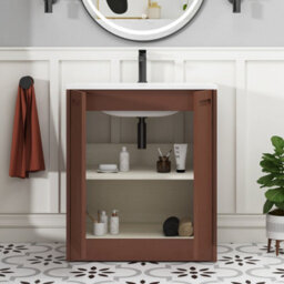 Royal Bathrooms Elmore 700mm Traditional Floor Standing 2 Door Bathroom Vanity Unit With Matt Stone Basin Sink - Terracotta Clay - thumbnail 5