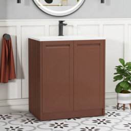 Royal Bathrooms Elmore 700mm Traditional Floor Standing 2 Door Bathroom Vanity Unit With Matt Stone Basin Sink - Terracotta Clay