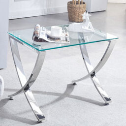 Furniture in Fashion Vienna Clear Glass Nest Of 2 Tables With Angular Chrome Legs - thumbnail 2