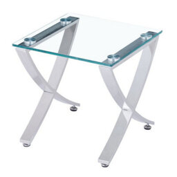 Furniture in Fashion Vienna Clear Glass Nest Of 2 Tables With Angular Chrome Legs - thumbnail 4