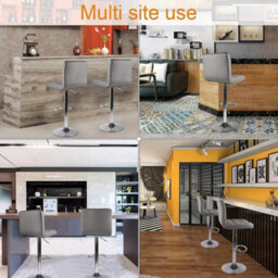 Onemill Bar Stools, Pack Of 2 Pu Leather Swivel Height Adjustable Bar Chairs With Backrest For Counter,kitchen And Home (Grey) - thumbnail 6