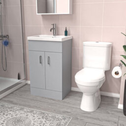Nes Home Matte Grey 500 mm Basin Vanity Unit & Toilet Flat Pack - thumbnail 1