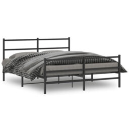 Berkfield Metal Bed Frame Without Mattress With Footboard Black 150X200Cm - thumbnail 1