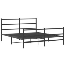 Berkfield Metal Bed Frame Without Mattress With Footboard Black 150X200Cm - thumbnail 3