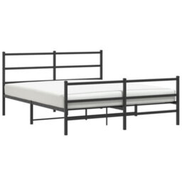Berkfield Metal Bed Frame Without Mattress With Footboard Black 150X200Cm - thumbnail 2