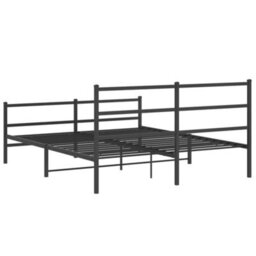 Berkfield Metal Bed Frame Without Mattress With Footboard Black 150X200Cm - thumbnail 7
