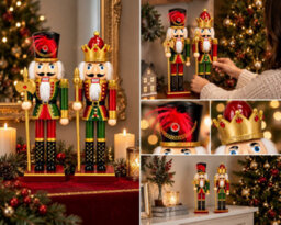 SuperGift.com Christmas Nutcracker Decoration Set Traditional Festive Xmas Decorative Ornaments - thumbnail 1