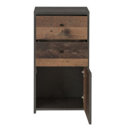 Furniture To Go Best Chest Storage Cabinet 2 Drawers 1 Door In Concrete Optic Dark Grey/old - Wood Vintage - thumbnail 4