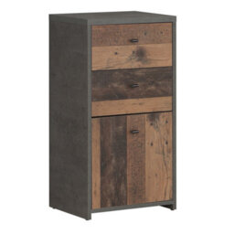 Furniture To Go Best Chest Storage Cabinet 2 Drawers 1 Door In Concrete Optic Dark Grey/old - Wood Vintage - thumbnail 1