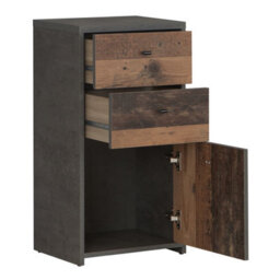 Furniture To Go Best Chest Storage Cabinet 2 Drawers 1 Door In Concrete Optic Dark Grey/old - Wood Vintage - thumbnail 3