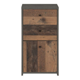 Furniture To Go Best Chest Storage Cabinet 2 Drawers 1 Door In Concrete Optic Dark Grey/old - Wood Vintage - thumbnail 2