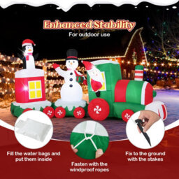 Costway 11.5 Ft Christmas Inflatables Train Blow Up Santa Claus Xmas Holiday Decoration - thumbnail 9