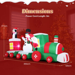 Costway 11.5 Ft Christmas Inflatables Train Blow Up Santa Claus Xmas Holiday Decoration - thumbnail 2