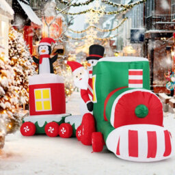 Costway 11.5 Ft Christmas Inflatables Train Blow Up Santa Claus Xmas Holiday Decoration - thumbnail 4