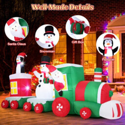 Costway 11.5 Ft Christmas Inflatables Train Blow Up Santa Claus Xmas Holiday Decoration - thumbnail 5