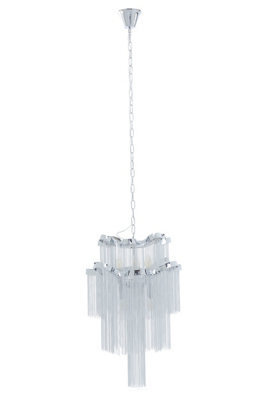 Orsina 2 Tier 6 Light Chrome Pendant, Boutique Style Ceiling Light With Aluminium Chains, Chrome Finish Pendant - image 1