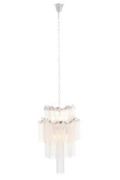Orsina 2 Tier 6 Light Chrome Pendant, Boutique Style Ceiling Light With Aluminium Chains, Chrome Finish Pendant - thumbnail 4