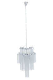 Orsina 2 Tier 6 Light Chrome Pendant, Boutique Style Ceiling Light With Aluminium Chains, Chrome Finish Pendant - thumbnail 1