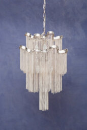 Orsina 2 Tier 6 Light Chrome Pendant, Boutique Style Ceiling Light With Aluminium Chains, Chrome Finish Pendant - thumbnail 2