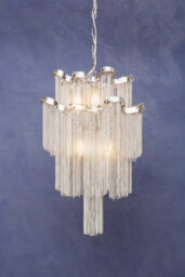 Orsina 2 Tier 6 Light Chrome Pendant, Boutique Style Ceiling Light With Aluminium Chains, Chrome Finish Pendant - thumbnail 3