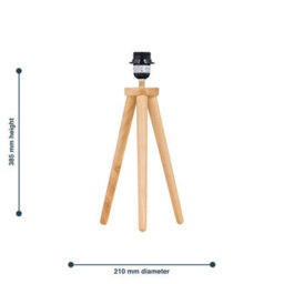 First Choice Lighting Set Of 2 Voyage - Light Oak Wooden Tripod Lamp Bases - thumbnail 4