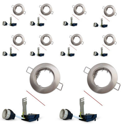 Brightex LED Brightex, Pack Of 10 Shinny Chrome Downlight Gu10 Holder Spotlights Ring Ceiling Recessed Round Fitting - image 1