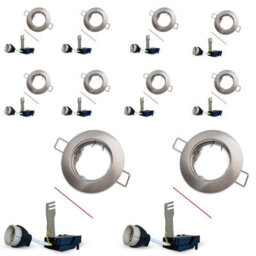 Brightex LED Brightex, Pack Of 10 Shinny Chrome Downlight Gu10 Holder Spotlights Ring Ceiling Recessed Round Fitting