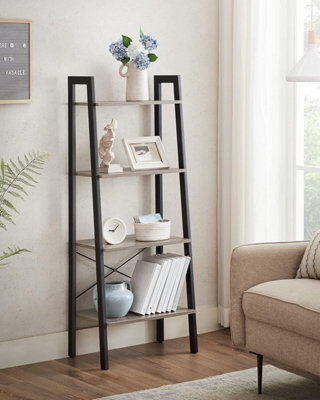 Vasagle Ladder Shelf, 4-Tier Bookshelf, Bookcase, For Living Room, Bedroom,industrial Style, Steel Frame, Greige And Black - image 1